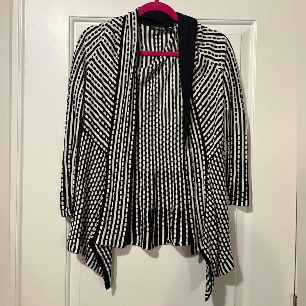 INC International Concepts Striped Black and White Cardigan